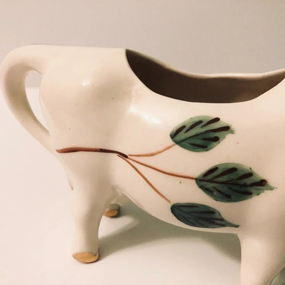Vintage Ceramic Cow Creamer Figurine Apple 8 Inch Long Farm  Animal - Picture 9 of 12